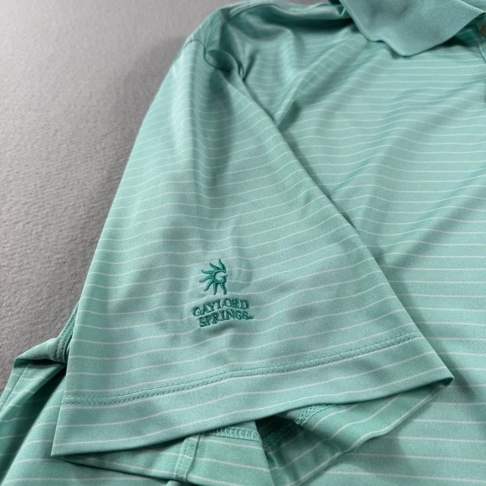 Nike Golf Dri Fit Polo Shirt Mens XL Green Striped Performance Short‎ Sleeve